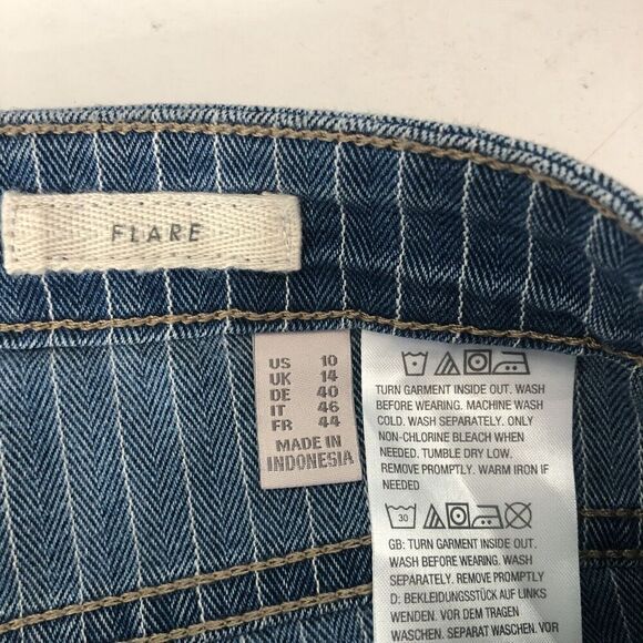 Logo by Lori Goldstein Jeans Womens Size 10 Blue Striped Denim Mid Rise Flare - Picture 7 of 15